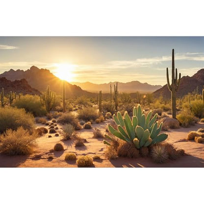 Reptile Habitat Background Sunset Desert Tank Decors Saguaro Cactus Arid Mountain Range Terrarium Background Cacti Sand Dunes Aquarium Background Desert Mountain Fish Tank Background 30x12in