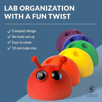 S I Schaller Industries Rainbow Caterpillar Test Tube Holder, 16mm - Veterinary Blood Test Tube Rack, Holds 15 Vials, Compact Fun Design Organizer for Pediatric and Veterinary Use