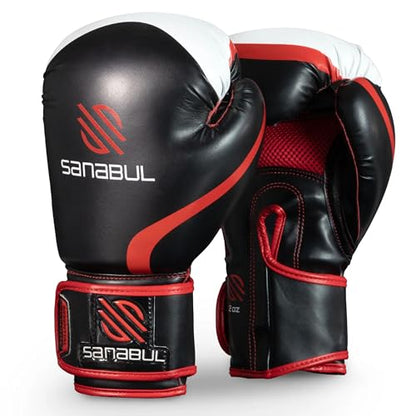 Sanabul Essential Gel Boxing Gloves for Men & Women, Kickboxing MMA, Muay Thai Gloves and Heavy Bag Training Punching & Sparring - color: Black/Red, size: 10 oz