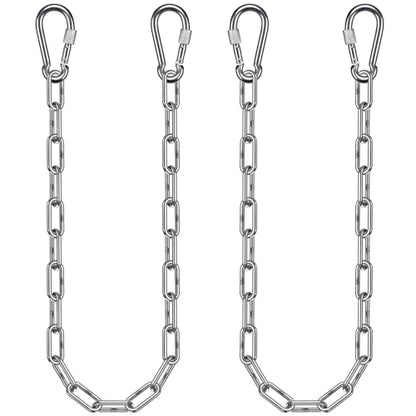2Pcs 45" (3.75 ft) 304 Stainless Steel Hanging Chains with 4 Carabiners - color: Silver, size: 45"