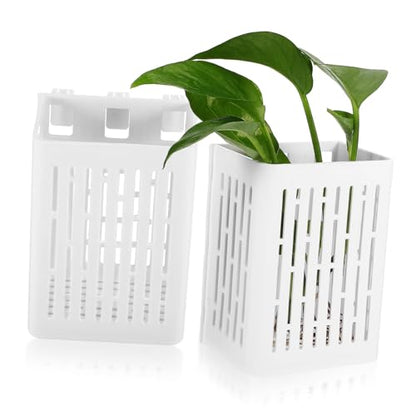 UKCOCO 2pcs Live Plant Aquarium Supplies Planting Baskets Fish Tank Plant Pots Sturdy White Easy Drainage