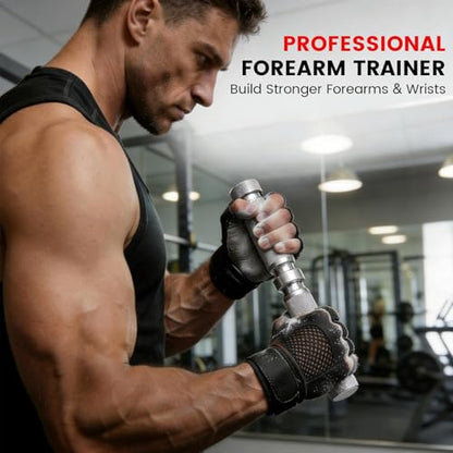 LIZAAL Forearm Strengthener, Adjustable All-Metal Grip Strength Trainer, Forearm Exerciser & Wrist Roller, Portable Forearm Strength Trainer for Hand, Wrist & Forearm Workout