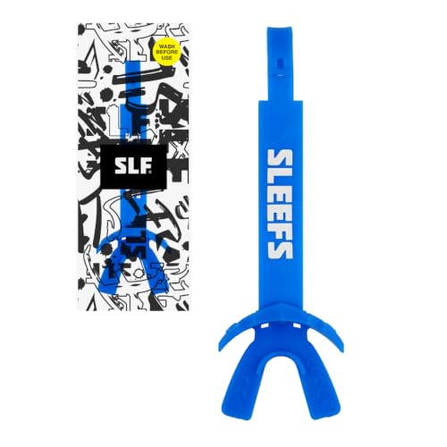 SLEEFS X Blue Football Mouth Guard - Lip/Mouthguard with Helmet Strap - Lip/Teeth Protector Mouthpiece - Moldable - for Youth/Adults, Men & Women Mouth Guard, Maximum Air Flow, Lacrosse, All Sports - color: Blue With Logo