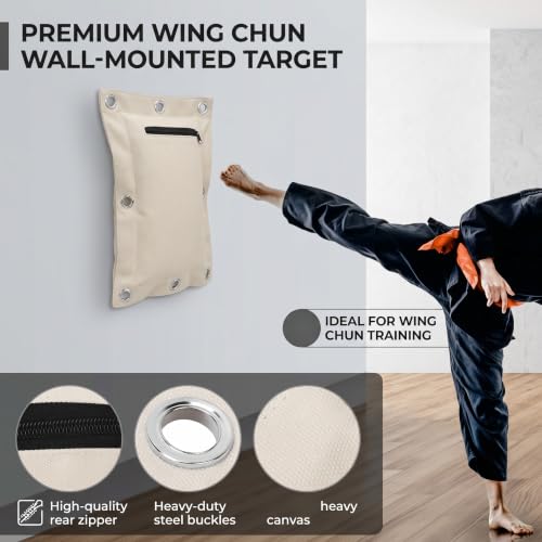 Wing Chun Wall Target, Canvas Punch Empty Sand Bag Target with Zipper Wing Chun Striking Target Wall Mounted Striking Sand Bag for Boxing Muay Thai Sanda