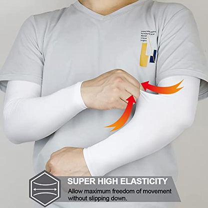 beister UV Protection Arm Sleeves for Men & Women, UPF 61+ Cooling Cover - color: White, size: Large