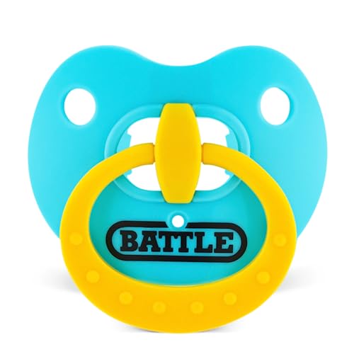 Battle Binky Oxygen Football Mouthguard | Maximum protection for safe secure fit, Built-in airflow channels, No boiling required, Advanced composite material - color: Baby Blue/Yellow