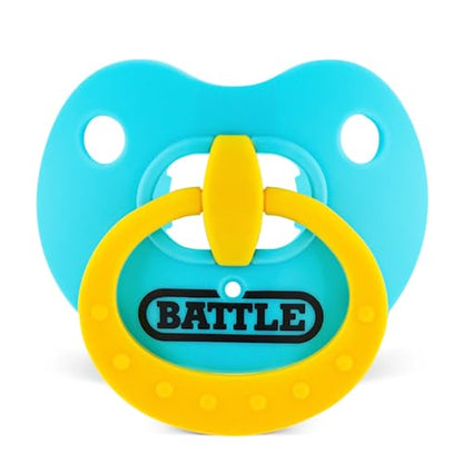 Battle Binky Oxygen Football Mouthguard | Maximum protection for safe secure fit, Built-in airflow channels, No boiling required, Advanced composite material - color: Baby Blue/Yellow