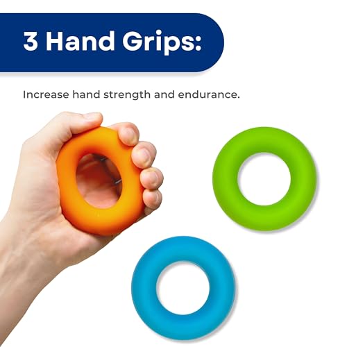RMS Hand Grip Strengthener, Finger Exerciser, 6 Piece Kit | For Finger, Wrist, Carpal Tunnel, Arthritis Pain Relief, Stress Relief - Occupational Therapy Aid for Disabled