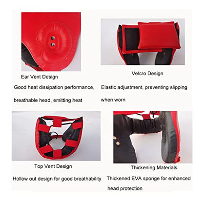 Sparring Gear Set Double Layer Thickening Sparring Gear Set,Martial Arts Protector Equipments,Sanda Kickboxing Kit 6 Pcs Set - color: Red, size: Medium