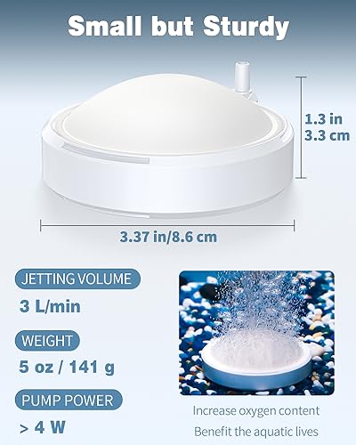 Pawfly Aquarium Hemispherical Air Stone for Air Pump Fish Tank Air Stone Disc Bubbler Round Micro Bubble Release Tool Oxygen Diffuser for Fish Tanks Buckets Small Ponds and DWC System