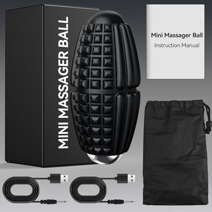 Vibrating Massage Ball, Silicone Myofascial Massage Ball, Deep Tissue Roller for Back, Neck, Feet & Legs, Relieves Plantar Fasciitis, Portable Trigger Point Release Electric Massage Ball - color: Black