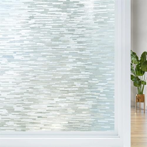 Window Privacy Film, Frosted Glass Static Cling Sun Heat Blocking Window Clings, Frosting Opaque Coverings, Vinyl Removable Stickers Tint for Home Door Office, Non Adhesive 11.8" x 39.4"