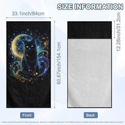 Black Cat Print Towel Car Seat Cover for Front Seats Multi-Purpose Sweat Towel with Storage Bag 60 x 33 Inch Car Seat Hoodie Towels Universal Fit Sedan Truck SUV Van - color: Black - Black Cat