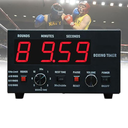 Big Screen Boxing Interval Timer, Classic Professional Gym Timer, Adjustable Sound/Training Time/Cycle Repetitions, Muay Thai Training Timer for Boxing, Muay Thai, Fighti-Red - color: Red