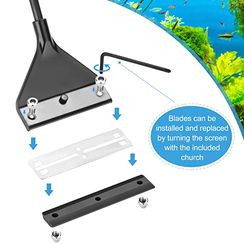 Algae Scraper for Glass Aquarium,Aquarium Razor Scraper with 10 Replaceable Blades,Aquarium Cleaning Tools. - size: 16.5 Inch