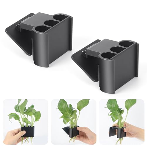3 Holes Upgraded Aquatic Plant Cup Aquarium Plant Holder for Tank,Aquascape Accessories Decorations- Black 2 Pcs - color: Black 2 Pcs