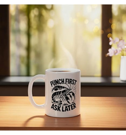 Colorful Mantis Shrimp Portrait Marine Aquarium Keeper Ceramic Mug, White - color: White