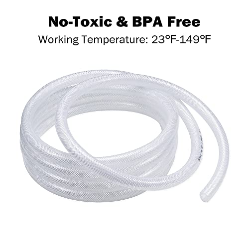 DAVCO 1" ID - 25 ft Heavy Duty Braided Clear Plastic Vinyl Tubing with 2 Stainless Clamps, Flexible High Pressure Reinforced PVC Plastic Tube Hose, Non-toxic, BPA Free - size: 1"ID, style: 25 Feet