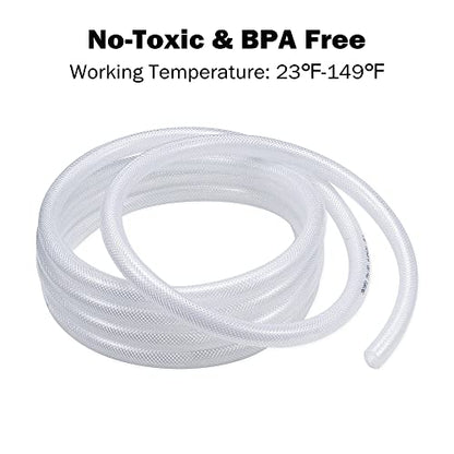 DAVCO 1" ID - 25 ft Heavy Duty Braided Clear Plastic Vinyl Tubing with 2 Stainless Clamps, Flexible High Pressure Reinforced PVC Plastic Tube Hose, Non-toxic, BPA Free - size: 1"ID, style: 25 Feet