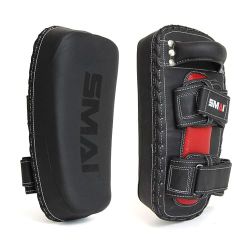 Elite85 Muay Thai Pads (Pair) - Leather Kickboxing, MMA, Karate and Martial Arts Strike Shield, Punch and Kick Protection Training Gear - Made for Men, Women and Youth