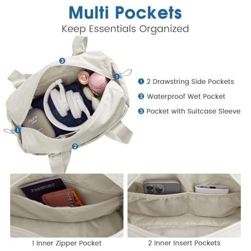 G4Free 14 Inch Mini Small Gym Bag for Women - color: Beige