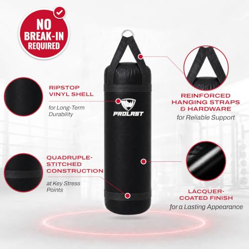 4 ft 80lb Heavy Boxing Punching Bag, Muay Thai, MMA, Strength Training Equipment, Hanging - color: Black, size: Unfilled with Bottom D-Ring