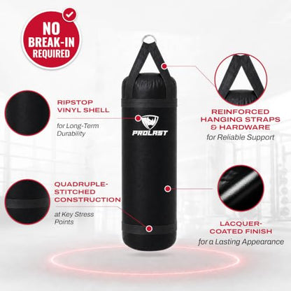 4 ft 80lb Heavy Boxing Punching Bag, Muay Thai, MMA, Strength Training Equipment, Hanging - color: Black, size: Unfilled with Bottom D-Ring