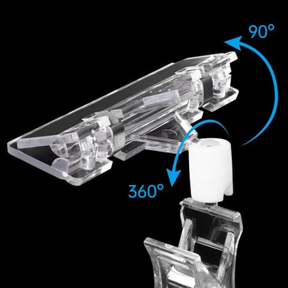 30 PCS Clear Sign Clips for Merchandise Display, Plastic Retail Double Sided Sign Holder Clips, Acrylic Price Tag Sign Holders on Clothing Rack, Rotatable Pop Clamps for Sale Retail Display