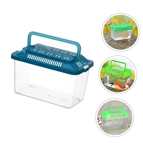 2Pcs Portable Fish Tank Handheld Aquarium Transparent Turtle Box for Reptiles Hamsters and Betta Fish Pet Carrier Container with Handle Random Color