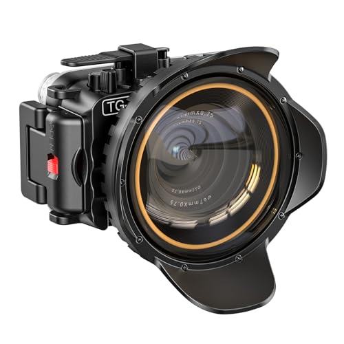 Sea frogs Camera Housing Compatible with Olympus TG-7, with Wide-Angle Lens and Red Filter, Waterproof IPX8 Rated, 60m/197ft Depth Protection Underwater Camera Case (Black)