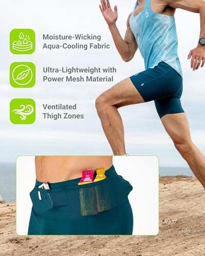 FlipBelt Men's Running Compression Shorts with Built-in Running Belt - color: Ouray Black, size: Medium