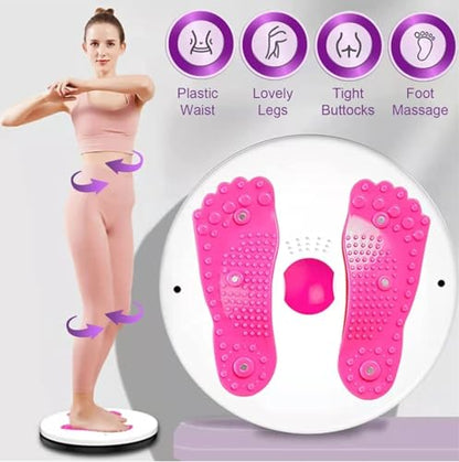 Waist Twisting Disc Unisex Waist Trainer Abdominal Exercise Foot Massage Plate Workout Home Gym Body Building Weight Loss Fitness Equipment - color: Pink