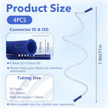 4 PCS 71" Extended Suction Connection Tube, Flexible & Durable Suction Tubing for Various Devices, High-Pressure Resistant Extended Connection Tube