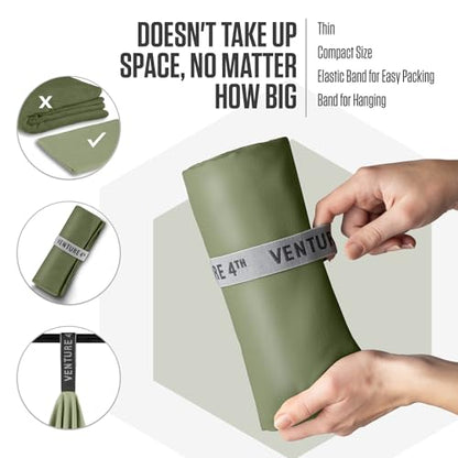 VENTURE 4TH Quick Dry Microfiber Towel for Camping & Gym -Army Green Medium - color: Army Green, size: 40.00" x 21.00"
