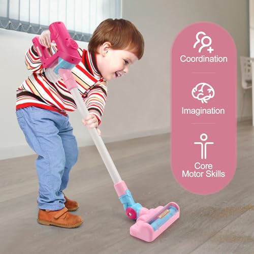 Kids Vacuum Cleaner Toy for Toddlers - Toy Vacuum Set Pretend Role Play Household Toys with Sound Effects for Age 3+ Boys Girls Learning Toys Birthday - color: Vacuum Set