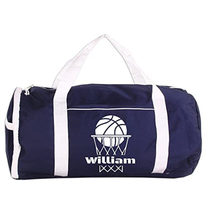 Personalized Sport/Gym Roll Duffel Bag - Basketball - color: Navy, style: Basketball