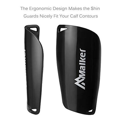 Malker Soccer Shin Guards for Kids Youth Adults Shin Guards Pads with Sleeves, Lightweight and Compact, Protective Soccer Equipment - color: Black, size: Medium