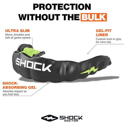Shock Doctor MicroGel Sports Mouth Guard, Football, Basketball, Boxing, Lacrosse Mouthguard - color: Shock Green