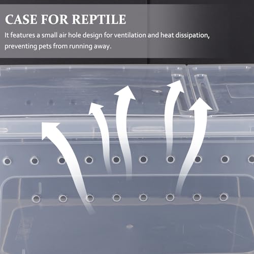 POPETPOP Reptile Breeding Box Plastic Spider Enclosure : Reptile Feeding Box Spider Terrarium - Transparent Hatching Container for Lizard Gecko, 25.8X15.1X11cm