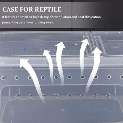 POPETPOP Reptile Breeding Box Plastic Spider Enclosure : Reptile Feeding Box Spider Terrarium - Transparent Hatching Container for Lizard Gecko, 25.8X15.1X11cm