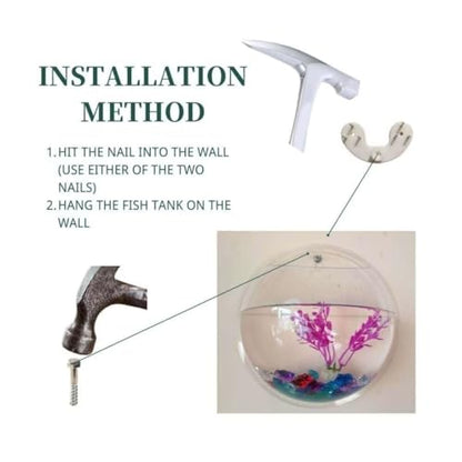 Creative Acrylic Hanging Wall Mounted Fish Tank, Hanging Bowl for Water Plants, Wall Fish Bubble Tank, Hydroponic Air Plant Flower Pot, Mini Aquarium Planter, Home Decor, Fake Plants Nail Stone Etc