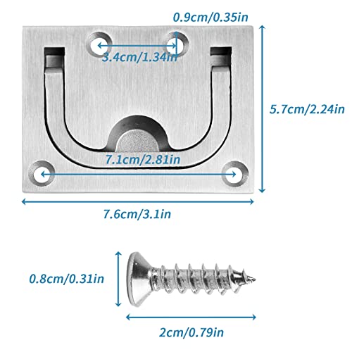 Stainless Steel Hatch Pull Flush Lift Solid Boat Ring Hatches Handles for Boat Deck Hatch Flush Ring Pull Home Furniture Drawer Cabinet Recessed Lid Handle (2 Pack of Flush Ring Pull)
