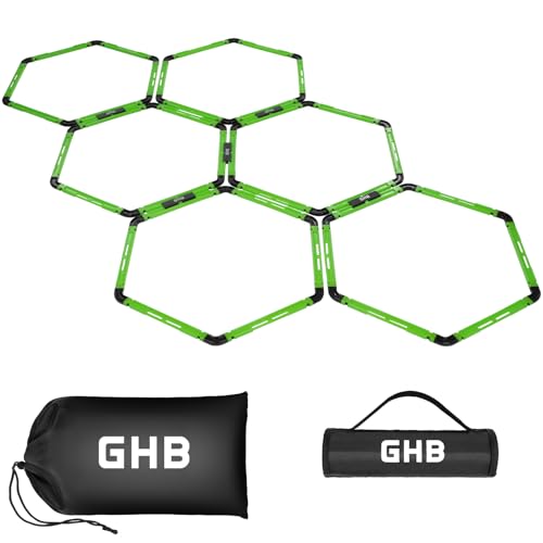 GHB Hex Agility Rings Speed Rings with Carrying Bag 6 Set - color: Green