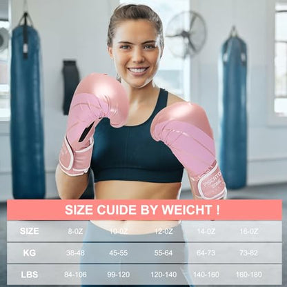 Pro Style Boxing Gloves Punching Bag Gloves for Women, PU Leather Gloves for Training Muay Thai, Sparring, Fighting Kickboxing,Heavy Punching Bag Gloves for Ladies