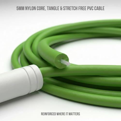 Elevate Rope Jump Rope for Men & Women, 5mm PVC Cable, 10 ft Adjustable - color: Green