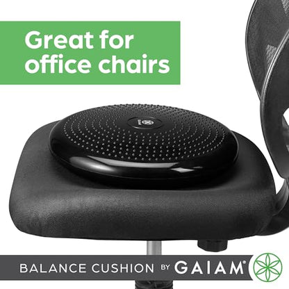 Gaiam Balance Disc Wobble Cushion, 16", Core Stability Seat - color: Black Cushion