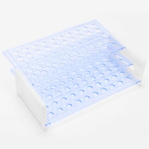 50-Place Test Tube Rack for 13mm O.D. Tubes, Sturdy Plastic Lab Organizer
