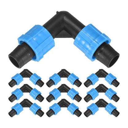 M METERXITY 10-Pack Drip Irrigation Barbed Locking Fittings, for 5/8 Inch(16mm) Elbow Tubing Connector Coupling for Greenhouse/Aquarium/Garden Watering System, Drip Irrigation Parts