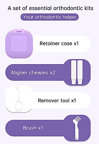 HEMILAB® Retainer Case, Slim Aligner Case with Vent Holes, Compatible with Invisalign, Mouth Guard Box with Retainer Removal Tool, Purple