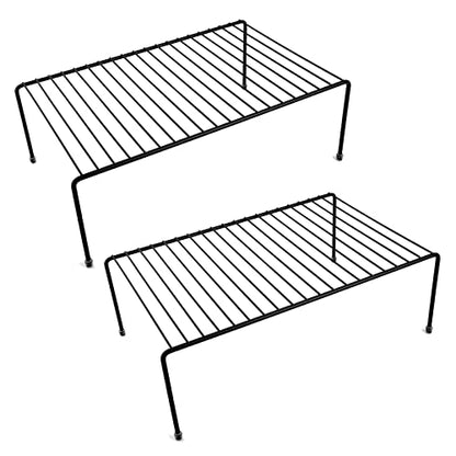 Large Cabinet Storage Shelf Rack (16.1 x 10.2 Inch), Kitchen Counter Organizer, Fridge and Bathroom Cupboard Storage Rack (Black, 2) - color: Black